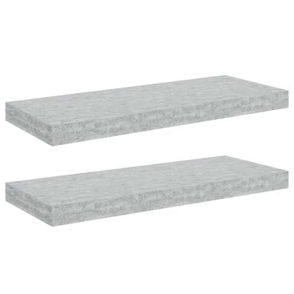 Svävande vägghyllor 2 st betonggrå 60x23,5x3,8 cm MDF