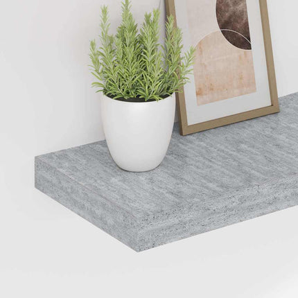 Svävande vägghyllor 2 st betonggrå 60x23,5x3,8 cm MDF