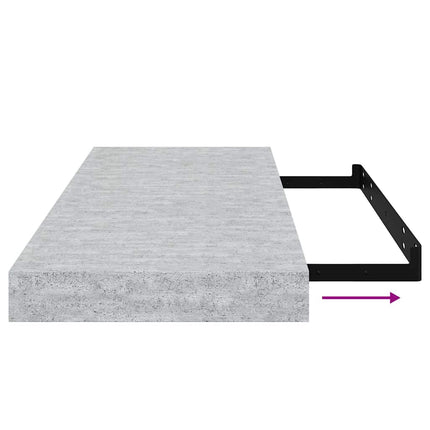 Svävande vägghyllor 2 st betonggrå 60x23,5x3,8 cm MDF