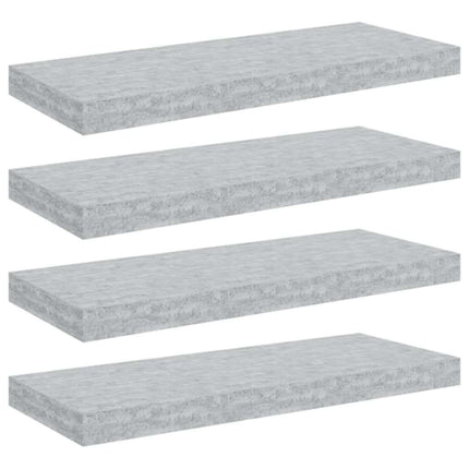 Svävande vägghyllor 4 st betonggrå 60x23,5x3,8 cm MDF
