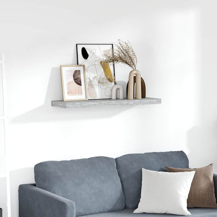 Svävande vägghylla betonggrå 80x23,5x3,8 cm MDF