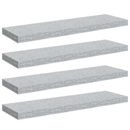 Svävande vägghyllor 4 st betonggrå 80x23,5x3,8 cm MDF