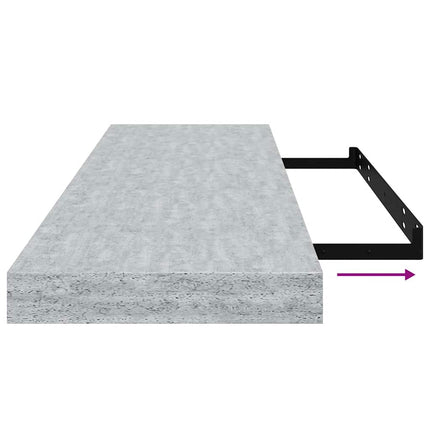 Svävande vägghyllor 4 st betonggrå 80x23,5x3,8 cm MDF