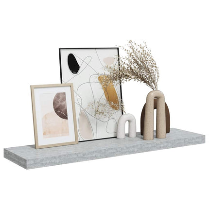 Svävande vägghylla betonggrå 90x23,5x3,8 cm MDF