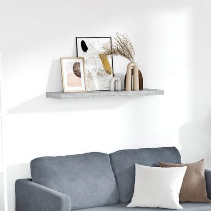 Svävande vägghylla betonggrå 90x23,5x3,8 cm MDF