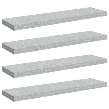 Svävande vägghyllor 4 st betonggrå 90x23,5x3,8 cm MDF