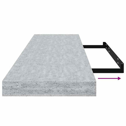 Svävande vägghyllor 4 st betonggrå 90x23,5x3,8 cm MDF