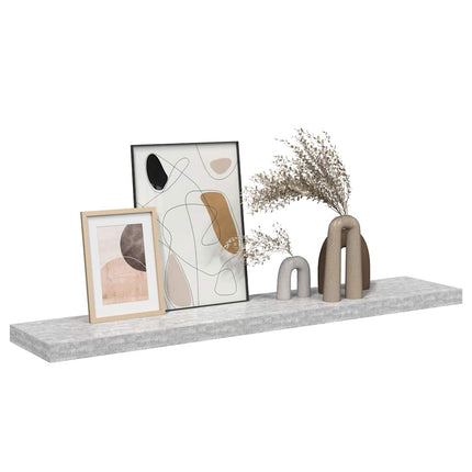 Svävande vägghylla betonggrå 120x23,5x3,8 cm MDF