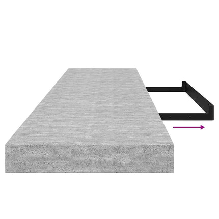 Svävande vägghylla betonggrå 120x23,5x3,8 cm MDF