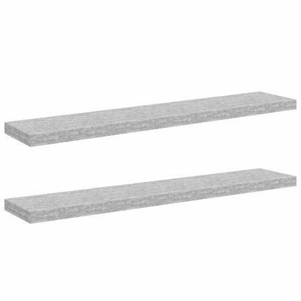 Svävande vägghyllor 2 st betonggrå 120x23,5x3,8 cm MDF