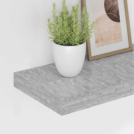 Svävande vägghyllor 2 st betonggrå 120x23,5x3,8 cm MDF