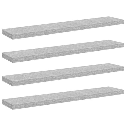 Svävande vägghyllor 4 st betonggrå 120x23,5x3,8 cm MDF