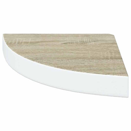 Svävande hörnhylla ek och vit 25x25x3,8 cm MDF