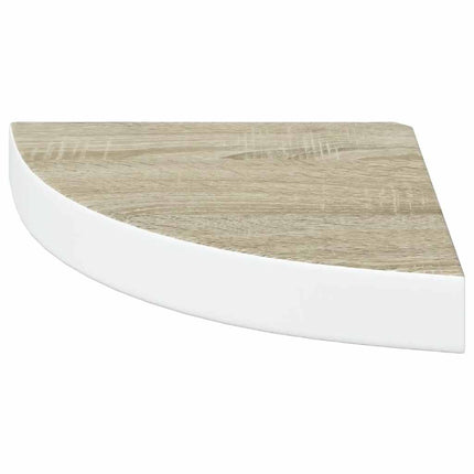 Svävande hörnhyllor 4 st ek och vit 25x25x3,8 cm MDF