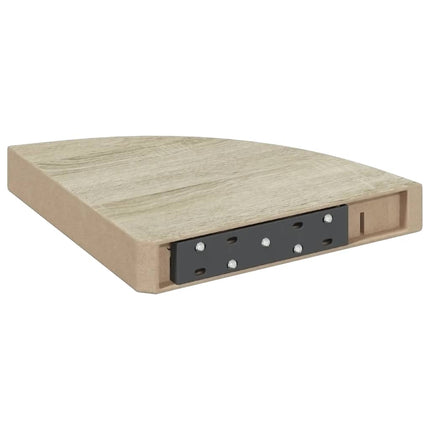 Svävande hörnhyllor 4 st ek och vit 25x25x3,8 cm MDF