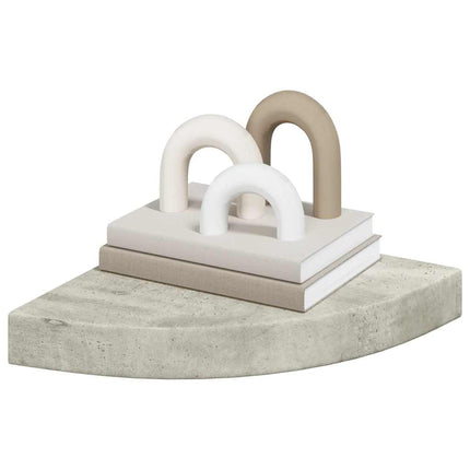 Svävande hörnhylla betonggrå 25x25x3,8 cm MDF