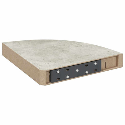 Svävande hörnhylla betonggrå 25x25x3,8 cm MDF