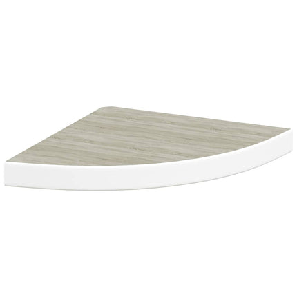 Svävande hörnhylla ek och vit 35x35x3,8 cm MDF
