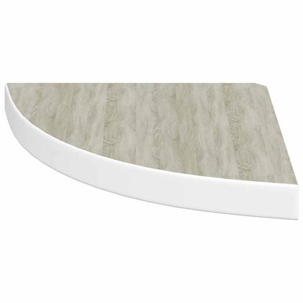 Svävande hörnhylla ek och vit 35x35x3,8 cm MDF