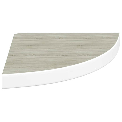 Svävande hörnhylla ek och vit 35x35x3,8 cm MDF
