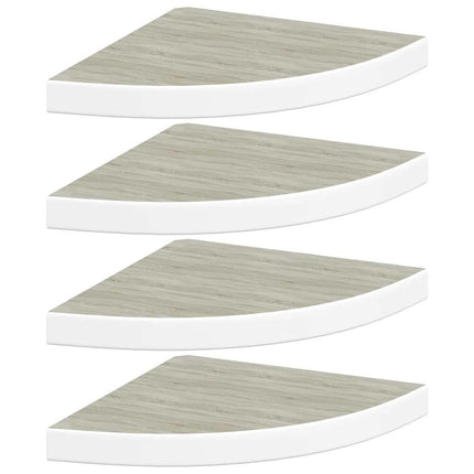 Svävande hörnhyllor 4 st ek och vit 35x35x3,8 cm MDF