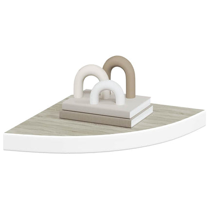Svävande hörnhyllor 4 st ek och vit 35x35x3,8 cm MDF