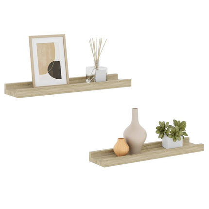 Vägghyllor 2 st Sonoma Ek 40x9x3 cm