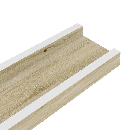 Vägghyllor 2 st vit och sonoma-ek 40x9x3 cm