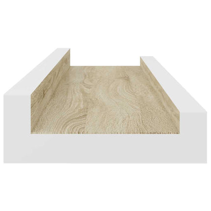 Vägghyllor 4 st vit och sonoma-ek 40x9x3 cm