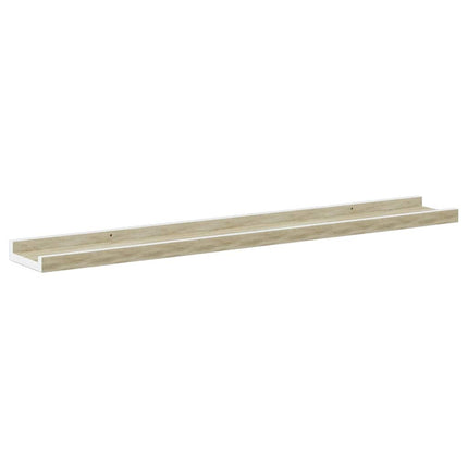 Vägghyllor 4 st vit och sonoma-ek 80x9x3 cm