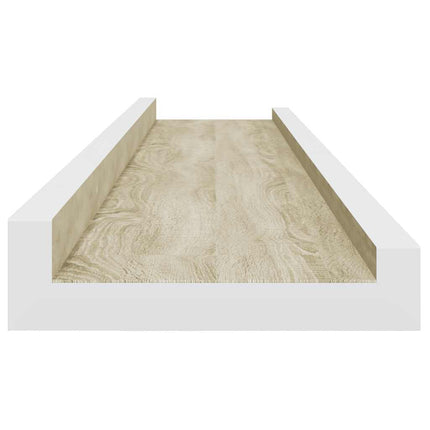 Vägghyllor 4 st vit och sonoma-ek 80x9x3 cm