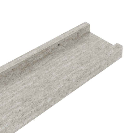 Vägghyllor 2 st betonggrå 115x9x3 cm