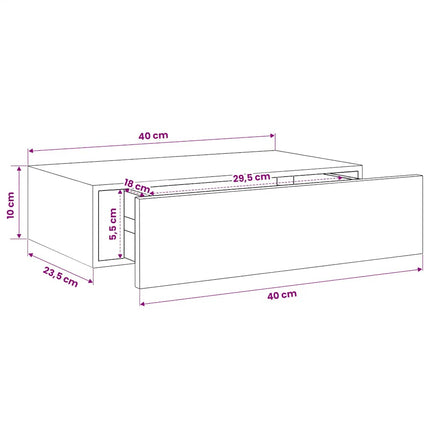 Väggmonterad låda vit 40x23,5x10 cm MDF
