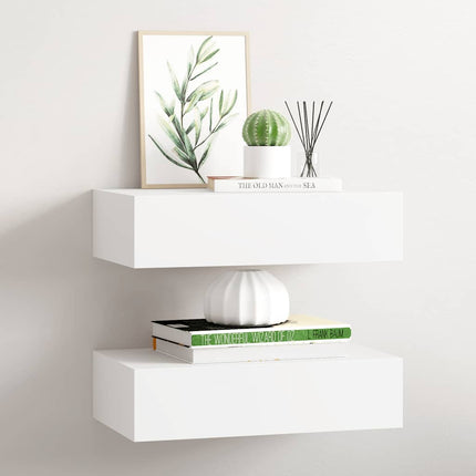 Väggmonterad låda 2 st vit 40x23,5x10 cm MDF