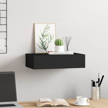 Väggmonterad låda svart 40x23,5x10 cm MDF