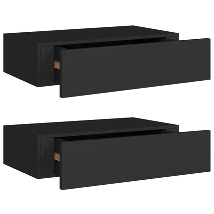 Väggmonterade lådor svart 2 st 40x23,5x10 cm MDF