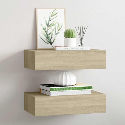 Väggmonterade lådor ek 2 st 40x23,5x10 cm MDF