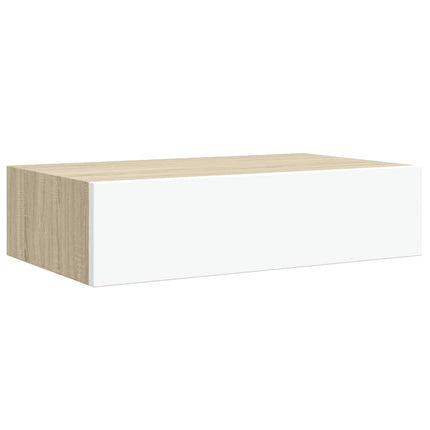 Vägglådor ek och vit 2 st 40x23,5x10 cm MDF