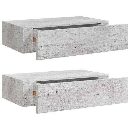 Vägglådor betonggrå 2 st 40x23,5x10 cm MDF