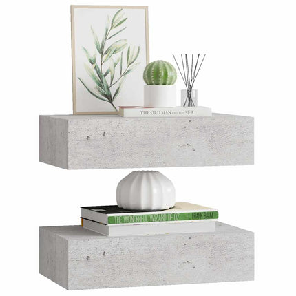 Vägglådor betonggrå 2 st 40x23,5x10 cm MDF