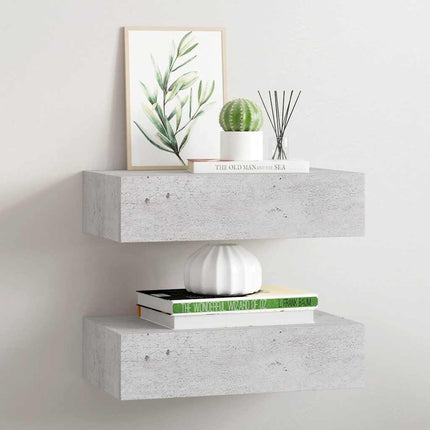 Vägglådor betonggrå 2 st 40x23,5x10 cm MDF