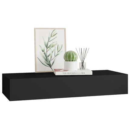 Väggmonterad låda svart 60x23,5x10 cm MDF