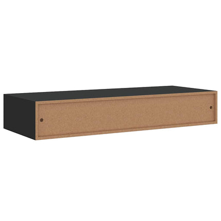 Väggmonterad låda 2 st svart 60x23,5x10 cm MDF