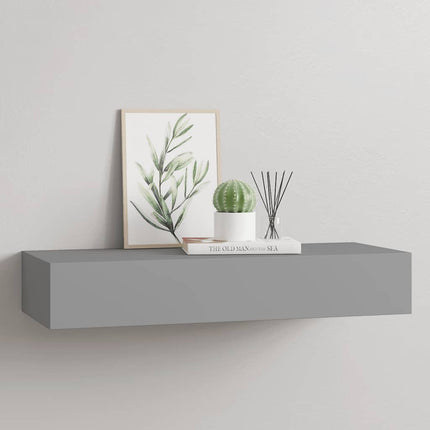 Väggmonterad låda grå 60x23,5x10 cm MDF