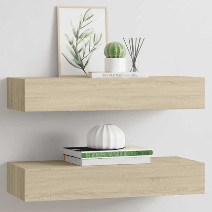Väggmonterad låda 2 st ek 60x23,5x10 cm MDF