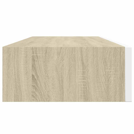 Väggmonterad lådhylla ek och vit 60x23,5x10cm MDF