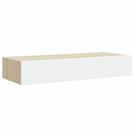 Vägghyllor 2 st ek och vit 60x23,5x10cm MDF
