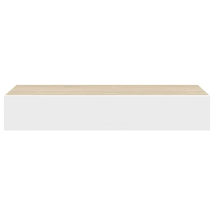 Vägghyllor 2 st ek och vit 60x23,5x10cm MDF