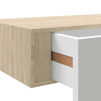 Vägghyllor 2 st ek och vit 60x23,5x10cm MDF
