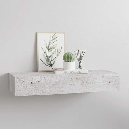 Väggmonterad låda betonggrå 60x23,5x10 cm MDF